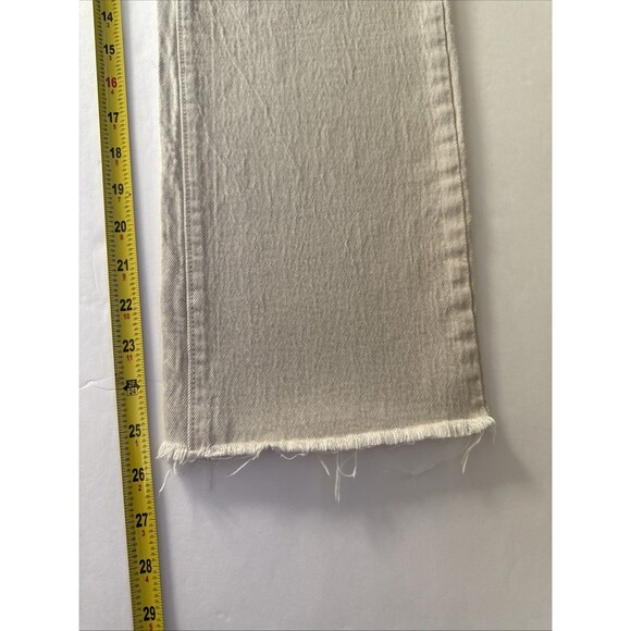 LOFT The High Waist Straight Crop Jeans Size 10 Womens Beige Raw Hem Denim Boho - Picture 9 of 14